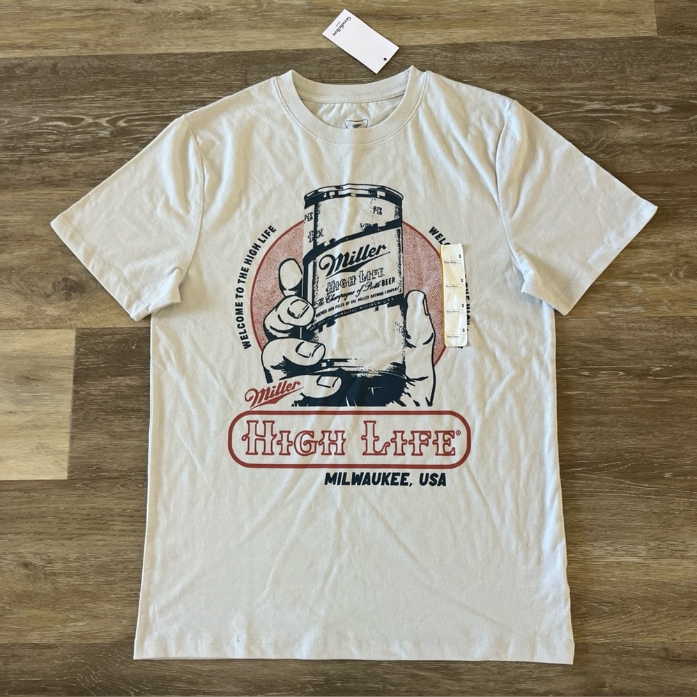 NWT Miller High Life Men's Graphic T-Shirt Light Grey Size S